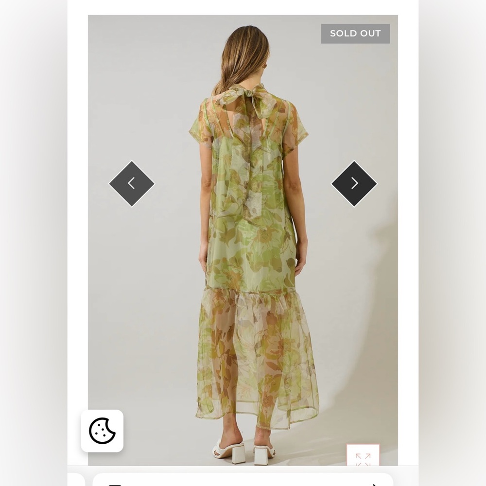 NWT Sugarlips Ellery Floral Dime Organza Maxi Dress - Picture 3 of 4